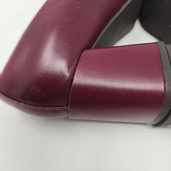 Nordstrom's Bernice Block Heels Chain Detail Leather Loafers Burgundy Leather 6 - Picture 9 of 11